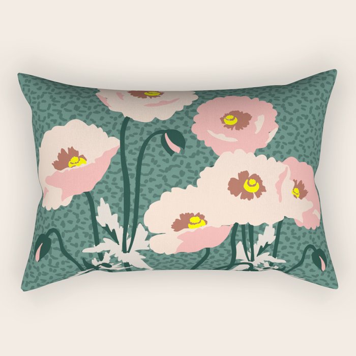 wild garden flowers: poppy flowers - modern illustration Rectangular Pillow Gallery Image 2