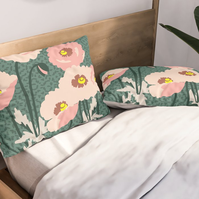 wild garden flowers: poppy flowers - modern illustration Pillow Sham Gallery Image 2