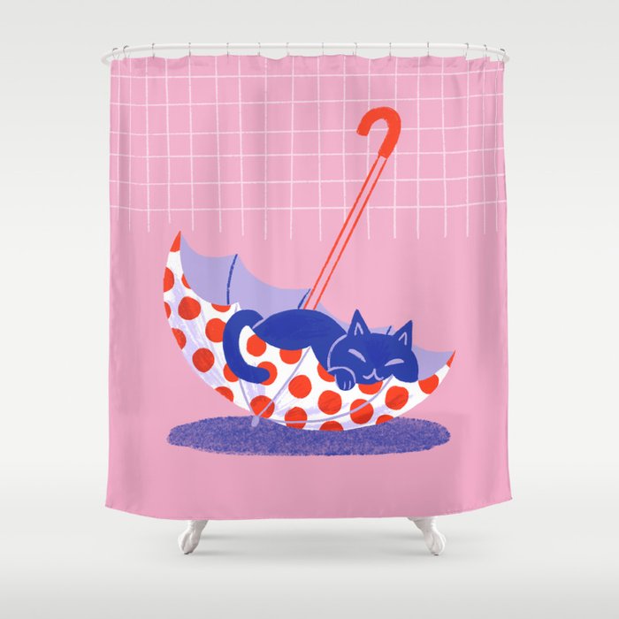 Umbrella Cat Shower Curtain Gallery Image 1
