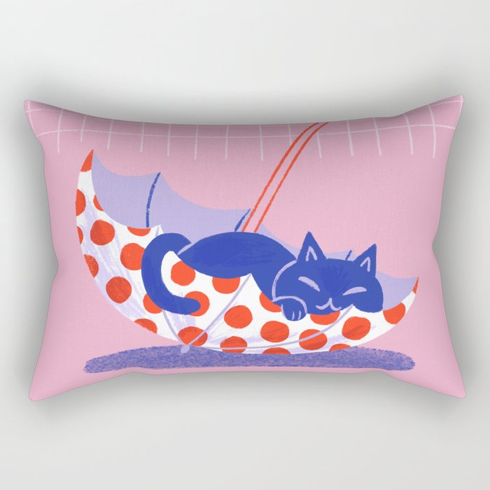 Umbrella Cat Rectangular Pillow Gallery Image 1