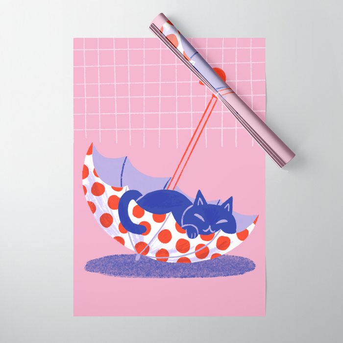 Umbrella Cat Wrapping Paper Gallery Image 1