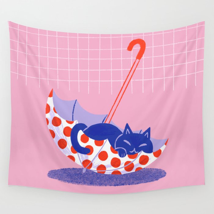 Umbrella Cat Wall Tapestry Gallery Image 4