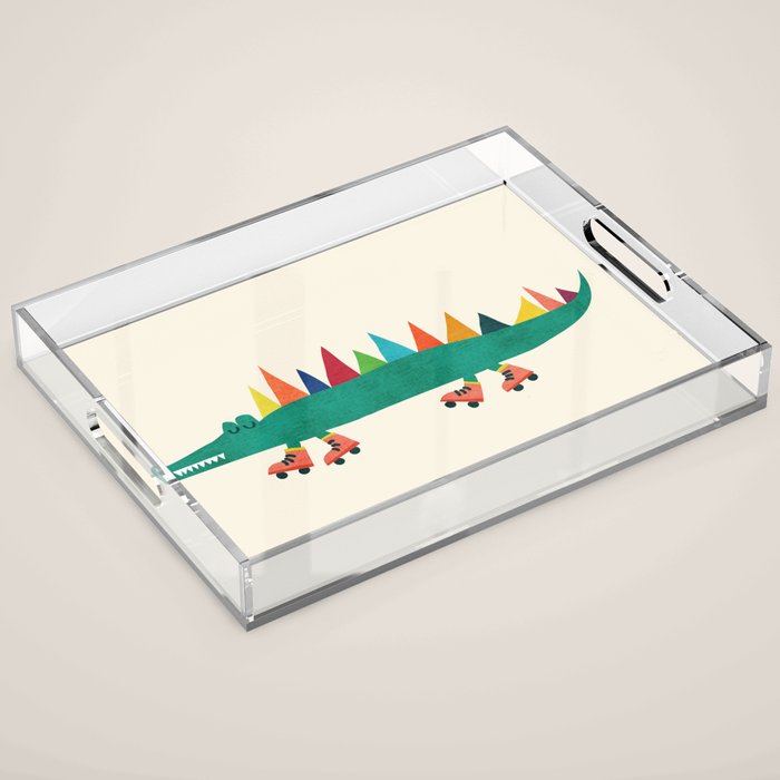 Crocodile on Roller Skates Acrylic Tray Gallery Image 1