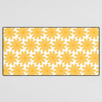 Crayon Flowers Cheerful Floral Pattern in Mustard Yellow and White Desk Mat Gallery Image 3