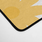Crayon Flowers Cheerful Floral Pattern in Mustard Yellow and White Desk Mat Gallery Image 4