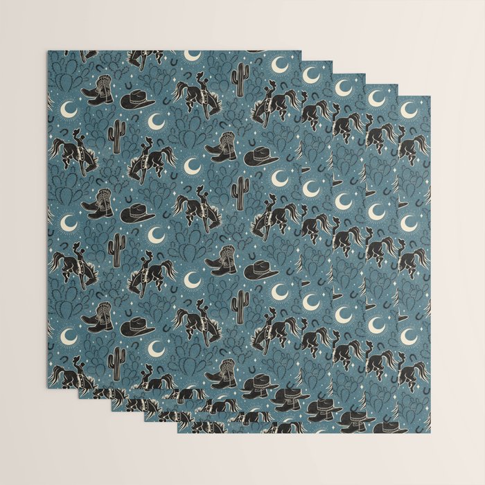 Cowboys and Cacti - midnight Wrapping Paper Gallery Image 3