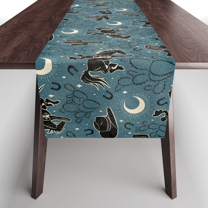 Cowboys and Cacti - midnight Table Runner Gallery Image 1