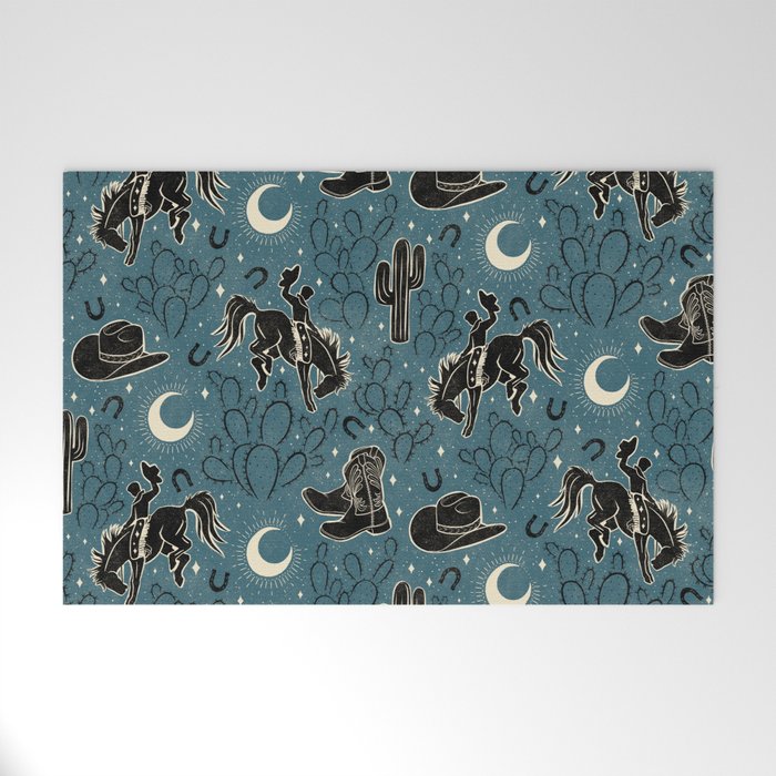 Cowboys and Cacti - midnight Welcome Mat Gallery Image 1