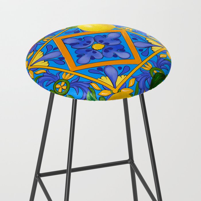 Summer ,Sicilian tiles ,citrus,oranges,majolica,lemons ,Mediterranean  Stool Gallery Image 2
