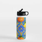 Summer ,Sicilian tiles ,citrus,oranges,majolica,lemons ,Mediterranean  Water Bottle Gallery Image 1