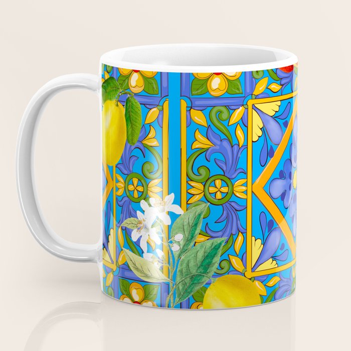 Summer ,Sicilian tiles ,citrus,oranges,majolica,lemons ,Mediterranean  Coffee Mug Gallery Image 3