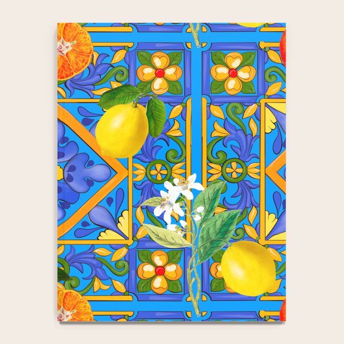 Summer ,Sicilian tiles ,citrus,oranges,majolica,lemons ,Mediterranean  Notebook Gallery Image 4