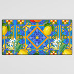 Summer ,Sicilian tiles ,citrus,oranges,majolica,lemons ,Mediterranean  Desk Mat Gallery Image 3