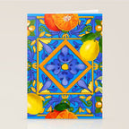 Summer ,Sicilian tiles ,citrus,oranges,majolica,lemons ,Mediterranean  Stationery Card Gallery Image 2
