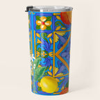 Summer ,Sicilian tiles ,citrus,oranges,majolica,lemons ,Mediterranean  Travel Mug Gallery Image 3
