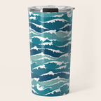 Cat waves pattern Travel Mug Gallery Image 1