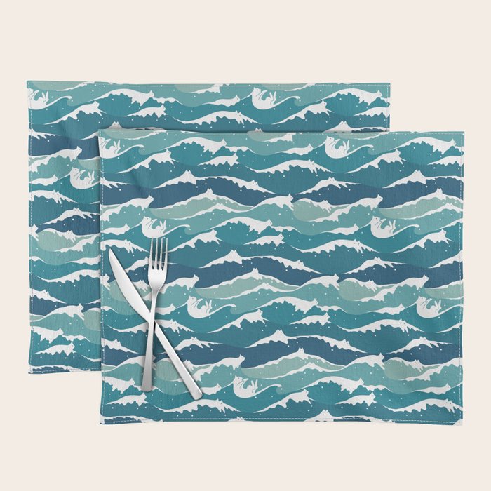 Cat waves pattern Placemat Gallery Image 1