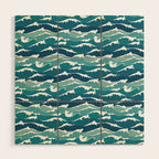 Cat waves pattern Wood Wall Art Gallery Image 1