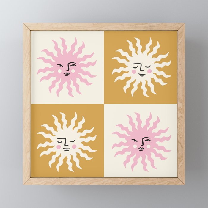 Vintage Checkered Sunshine Mini Art Print Gallery Image 1