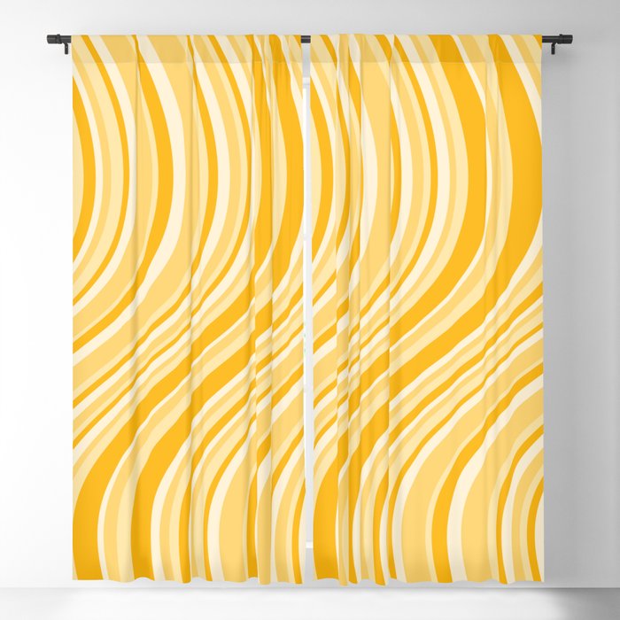Wavy Stripes XXII - Golden Sunshine Yellow Window Curtain Gallery Image 5