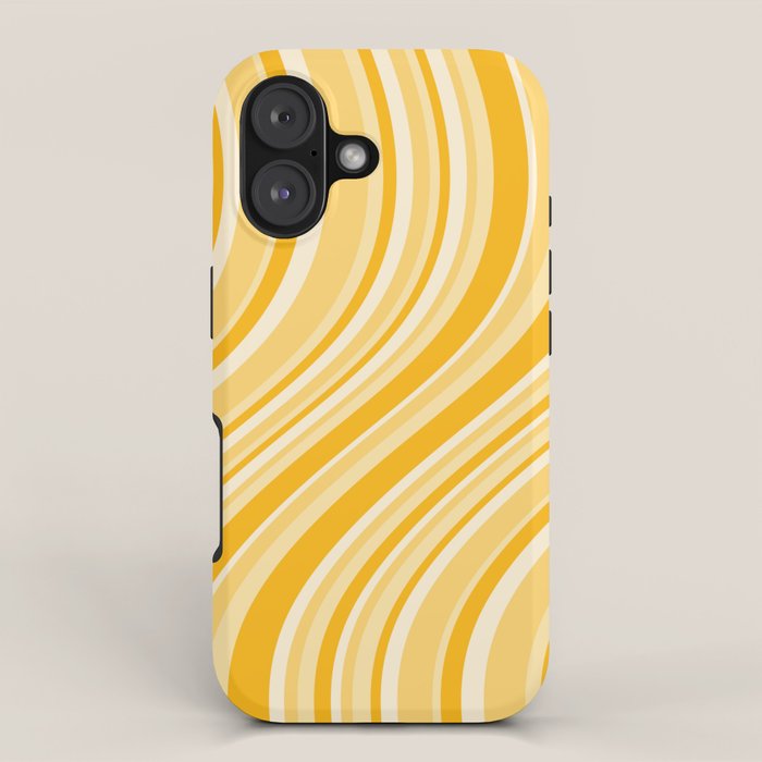 Wavy Stripes XXII - Golden Sunshine Yellow iPhone Case Gallery Image 1