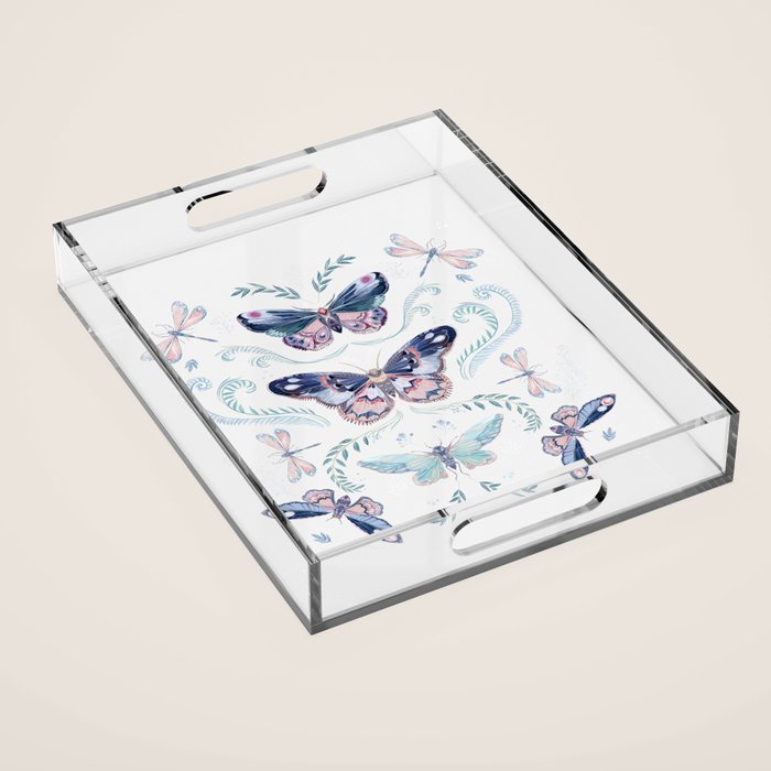 Butterflies painting Acrylic Tray Gallery Image 1