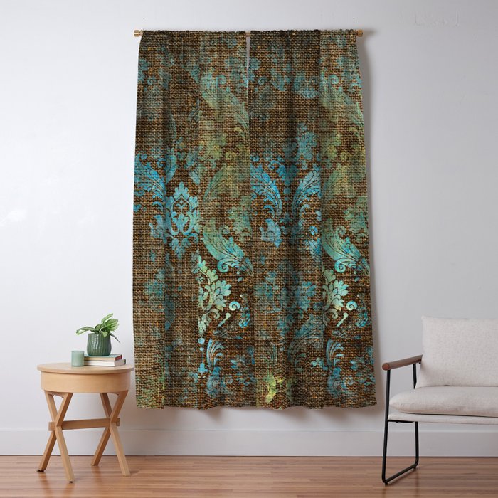 Aged Damask Texture 4 Window Curtain Gallery Image 5