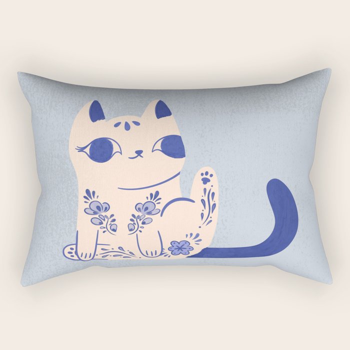 Delft Pottery Cat Butt Rectangular Pillow Gallery Image 2