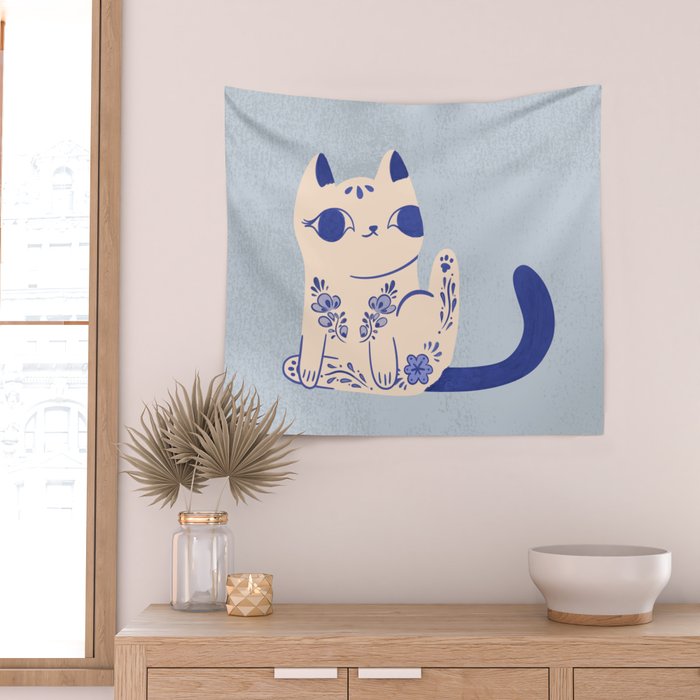 Delft Pottery Cat Butt Wall Tapestry Gallery Image 2