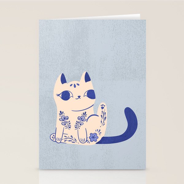 Delft Pottery Cat Butt Stationery Card Gallery Image 2