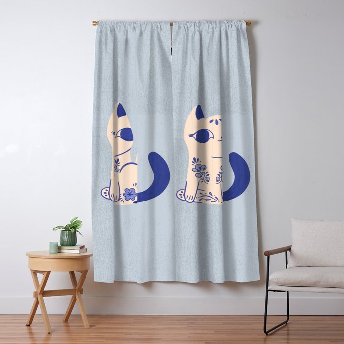 Delft Pottery Cat Butt Window Curtain Gallery Image 1