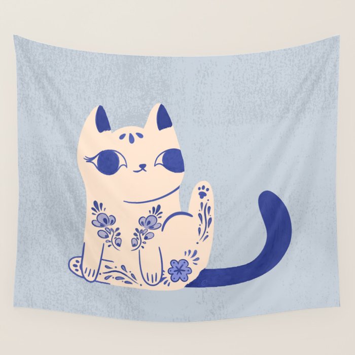 Delft Pottery Cat Butt Wall Tapestry Gallery Image 1