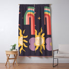 Minimal geometric abstraction Rainbow, Flower, Sun and Moon  Window Curtain Gallery Image 5