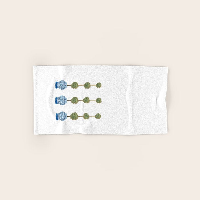 Three Hand Painted Topiary Topiaries  Bath Towel Gallery Image 1