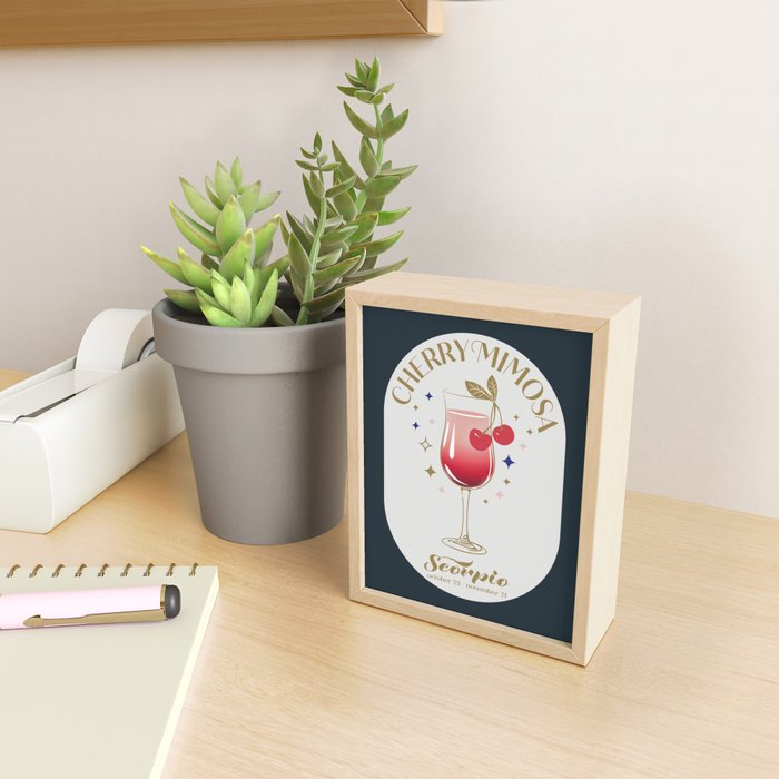 Cherry Mimosa Cocktail Zodiac Sign Mini Art Print Gallery Image 2