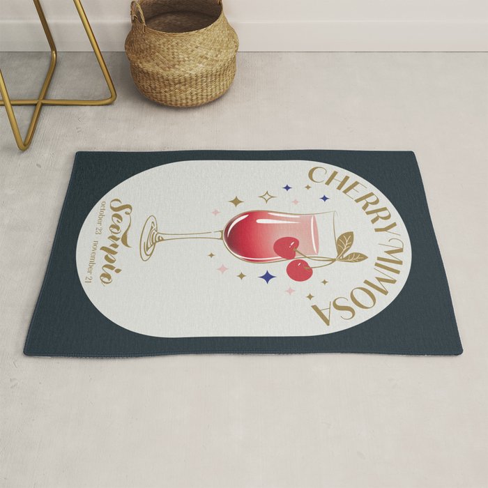Cherry Mimosa Cocktail Zodiac Sign Rug Gallery Image 1