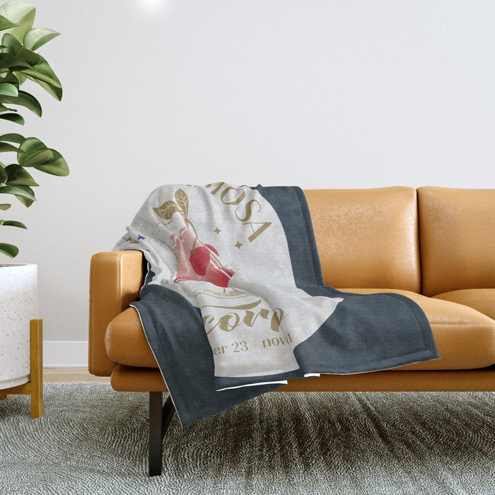 Cherry Mimosa Cocktail Zodiac Sign Throw Blanket Gallery Image 1
