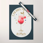 Cherry Mimosa Cocktail Zodiac Sign Wrapping Paper Gallery Image 1