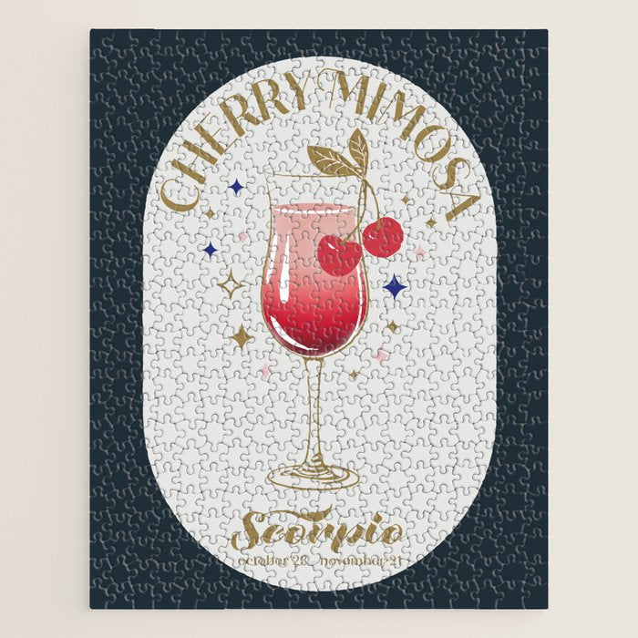 Cherry Mimosa Cocktail Zodiac Sign Jigsaw Puzzle Gallery Image 1
