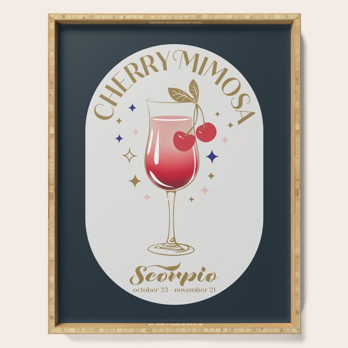 Cherry Mimosa Cocktail Zodiac Sign Serving Tray Gallery Image 1