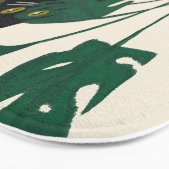 Black cat & orange tabby cat with Monstera plant Bath Mat Gallery Image 3