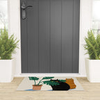 Black cat & orange tabby cat with Monstera plant Welcome Mat Gallery Image 3