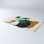 Black cat & orange tabby cat with Monstera plant Rug Gallery Image 3