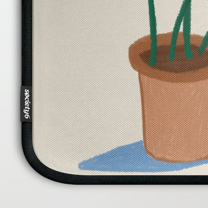 Black cat & orange tabby cat with Monstera plant Laptop Sleeve Gallery Image 3
