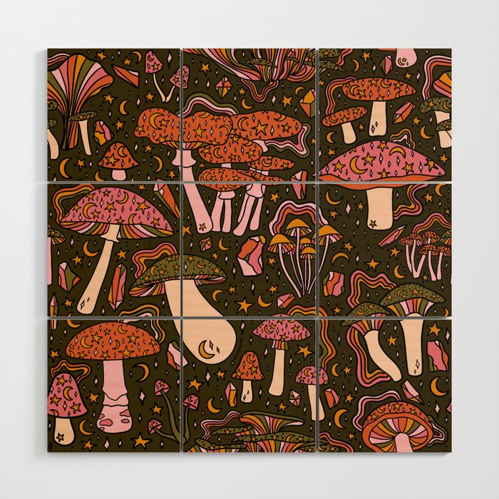Magic Mushroom Print Wood Wall Art Gallery Image 1