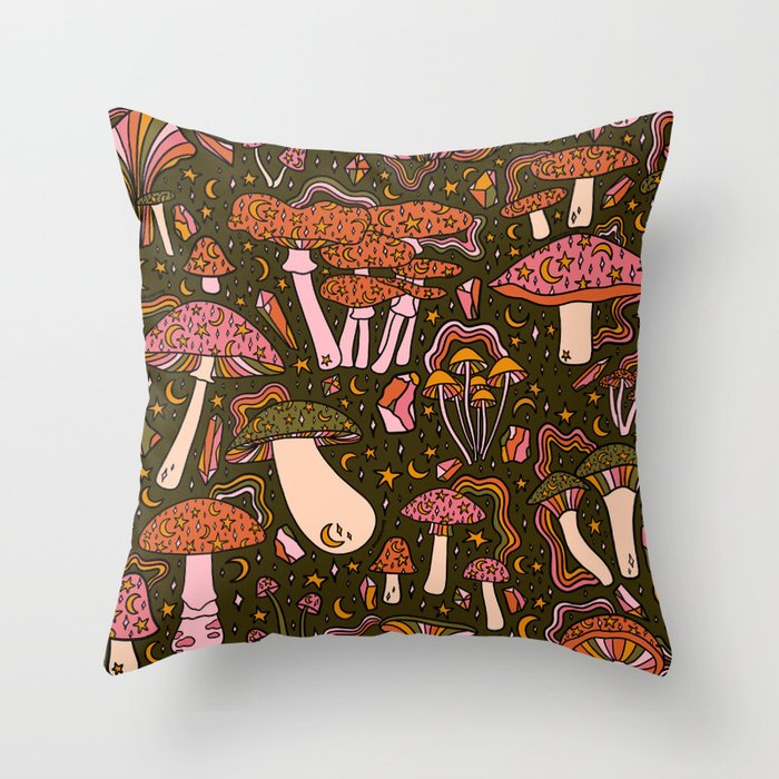 Magic Mushroom Print Throw Pillow Gallery Image 1