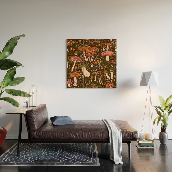 Magic Mushroom Print Wood Wall Art Gallery Image 2