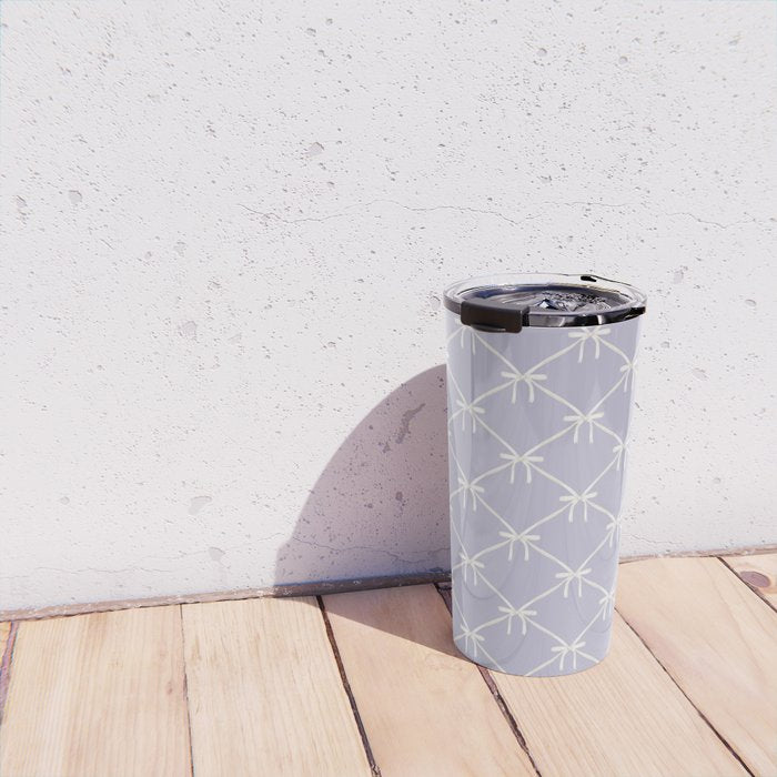 Bows & Ribbons Pattern XXXIV Pastel Lavender Purple  Travel Mug Gallery Image 4