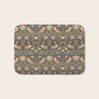 William Morris Vintage Strawberry Thief Dark Brown Chocolate Slate Bath Mat Gallery Image 1