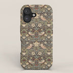 William Morris Vintage Strawberry Thief Dark Brown Chocolate Slate iPhone Case Gallery Image 1